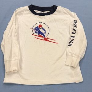 Polo by Ralph Lauren Kids Long Sleeve Shirt - White and Navy